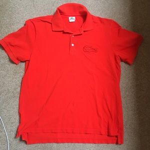 Vintage Lacoste Big Logo Orange Polo Shirt Size 6